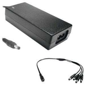Fuente de Poder Regulada SAXXON PSU1204D 12 V, Incluye Divisor para 4 Cámaras, Color Negro (PSU1204D+PSUWB07)