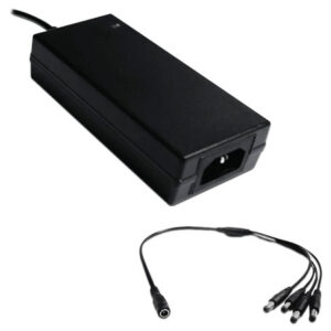 Adaptador de Corriente Saxxon PSU1205D, Entrada 100 - 240V, Salida 12V, Incluye Divisor de Energía PSUWB07 par