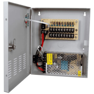 Fuente de poder regulada Saxxon 12V, 10 Amperes, distribuidor para 9 cámaras (PSU1210-D9)