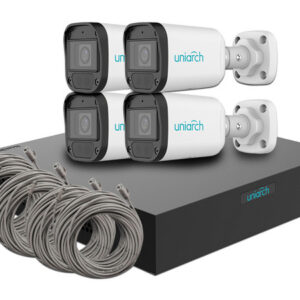 Kit de Vigilancia Uniarch KIT-IPC-B122-APF28K-1NVR-104S3-P4-ECO de 4 Cámaras IP Bullet WiFi con Grabadora de 4